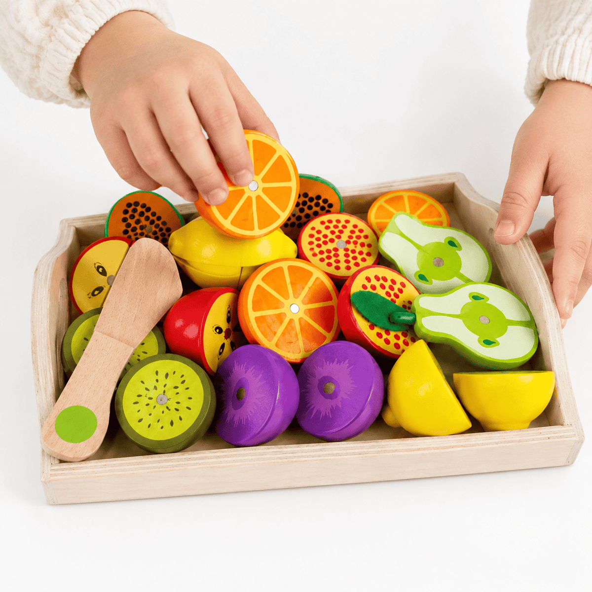 Wooden Fruit Cutting Toy Set | Montessori Play Food for Toddlers