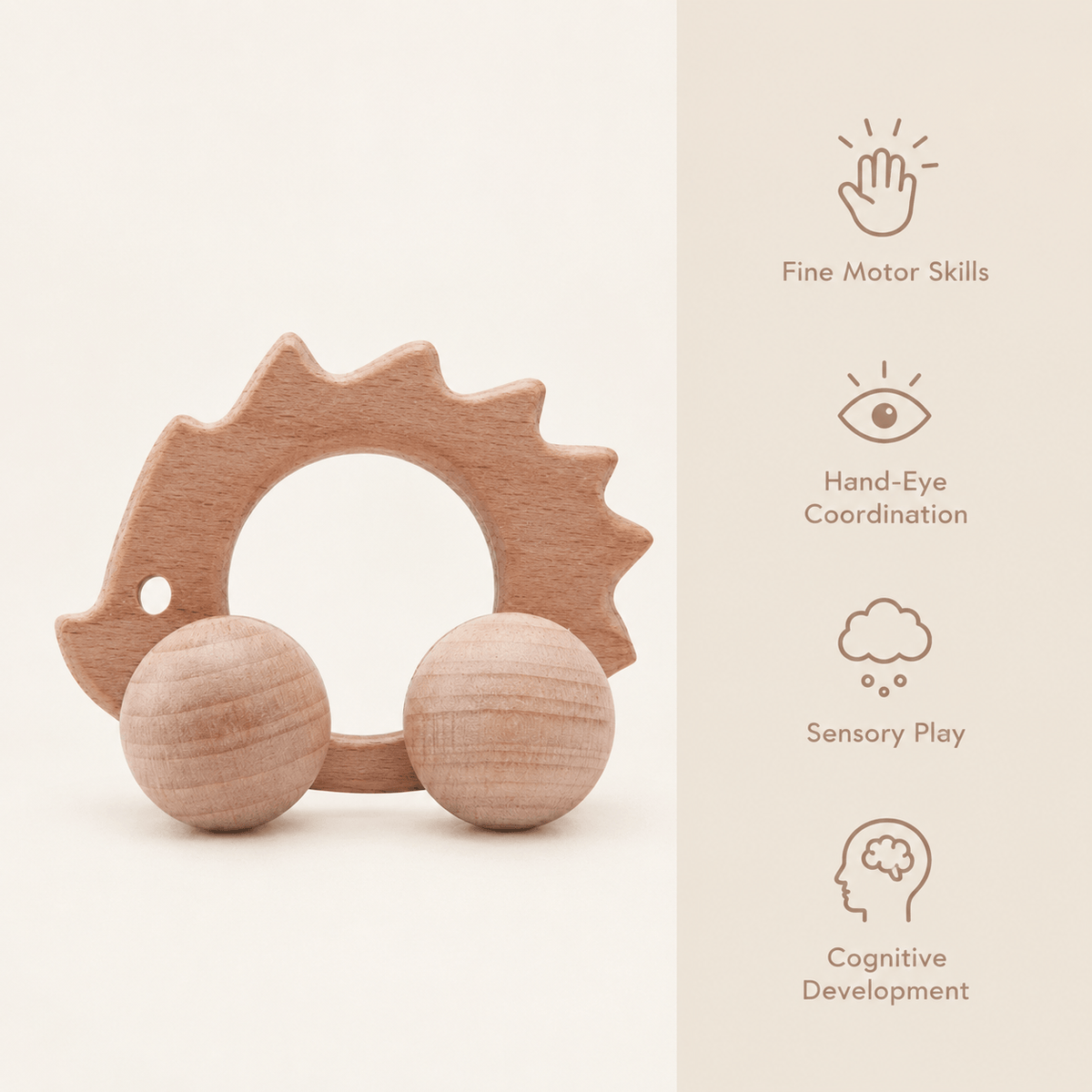 Wooden Hedgehog Push Toy for Toddlers | Montessori Rolling Toy