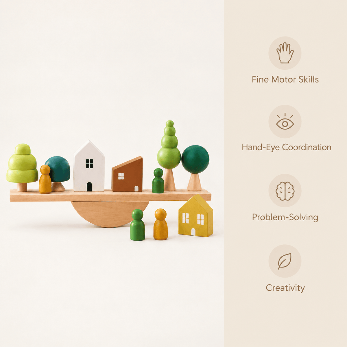 Wooden Montessori Balance Game with Forest Figures for Kids