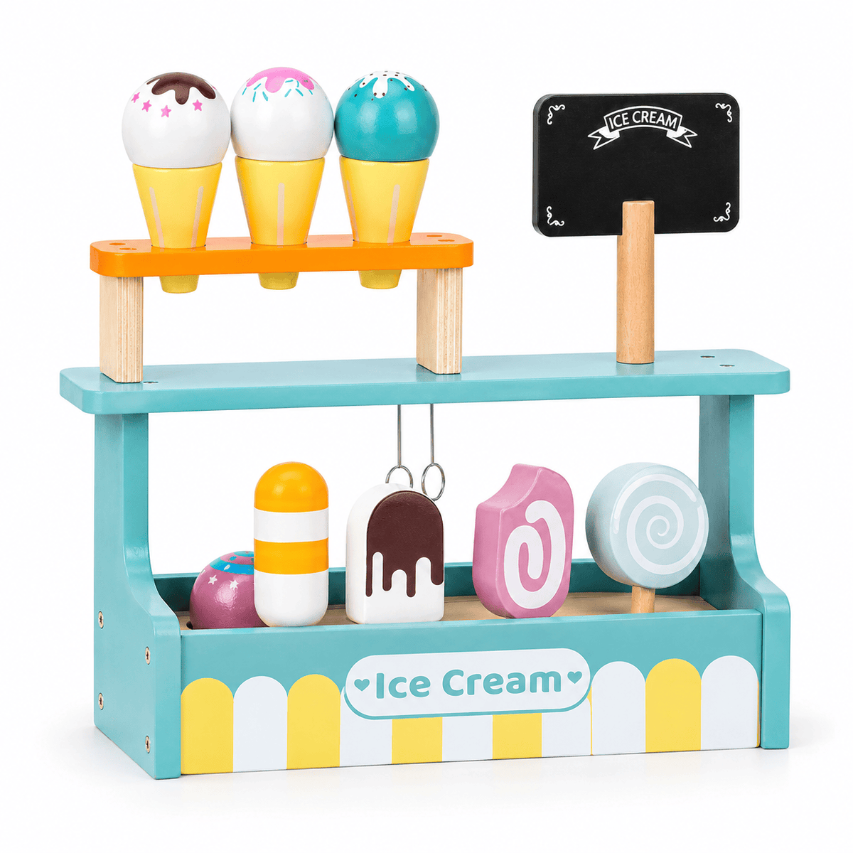 Wooden Montessori Ice Cream Shop Play Set for Pretend Play & Fine Moto