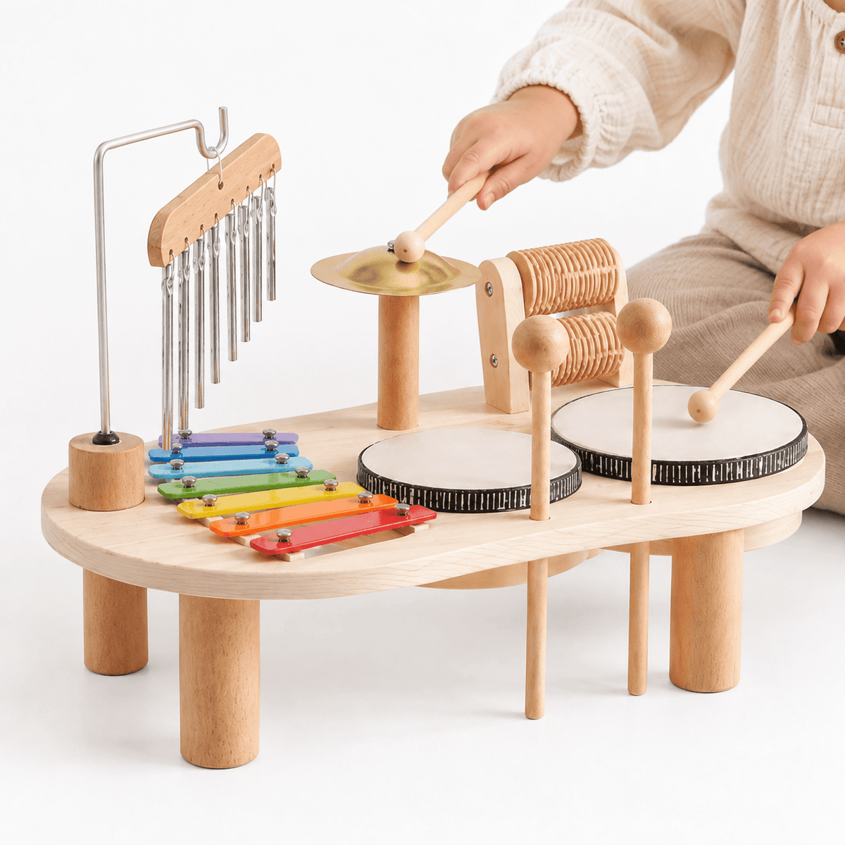 Wooden Music Table for Toddlers | Montessori Musical Instrument Set