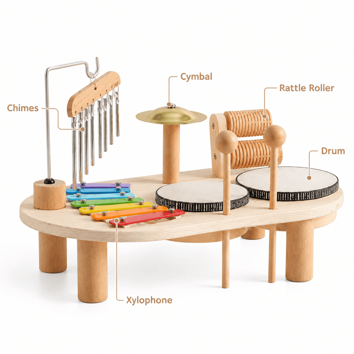 Wooden Music Table for Toddlers | Montessori Musical Instrument Set