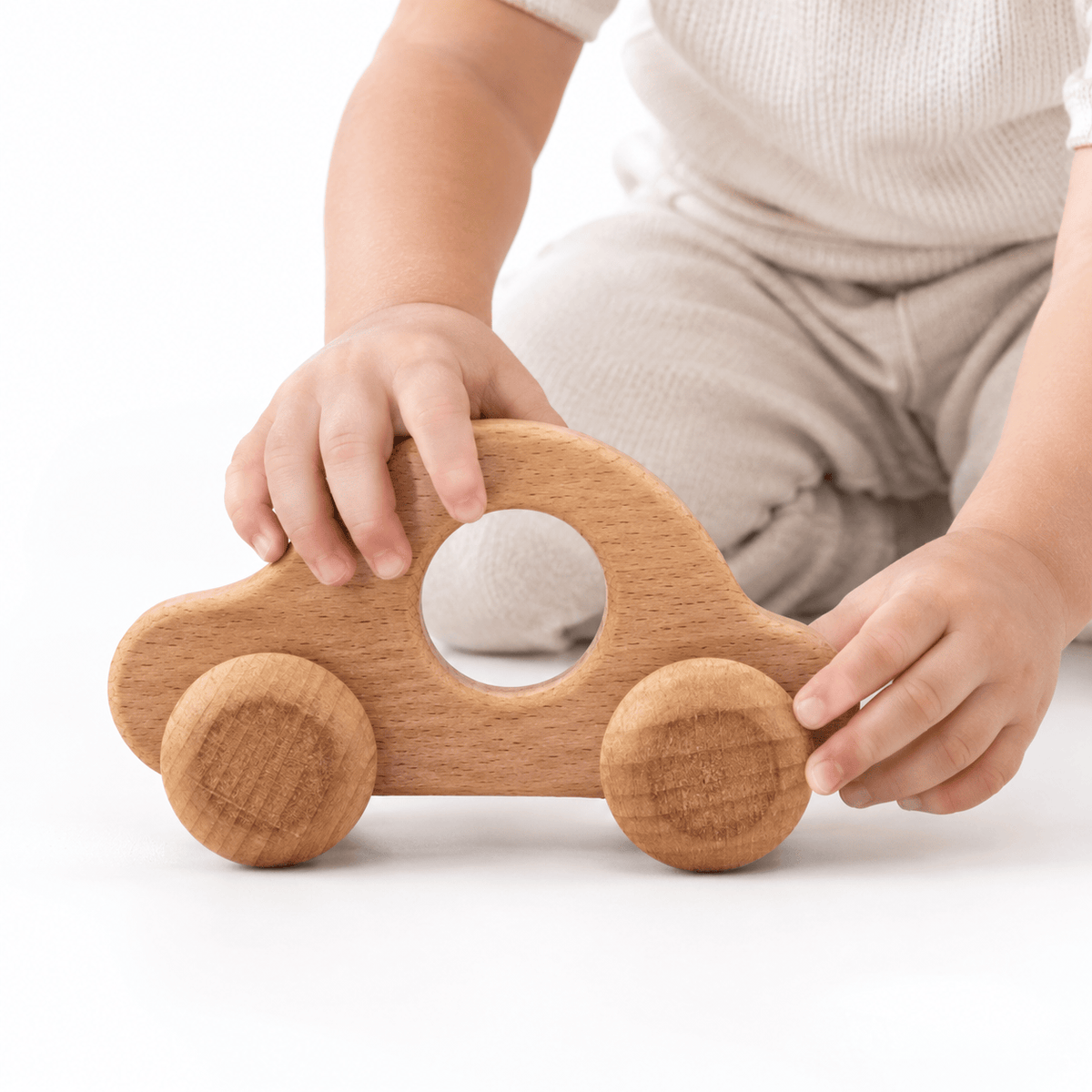 Wooden Push Car Toy for Babies - Montessori Grasping Activity Toy