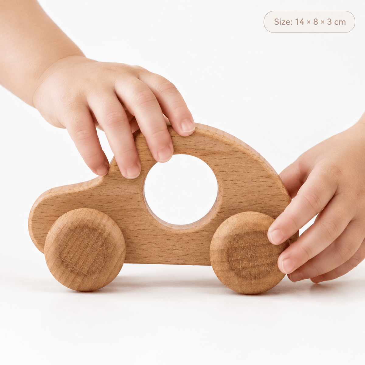 Wooden Push Car Toy for Babies - Montessori Grasping Activity Toy