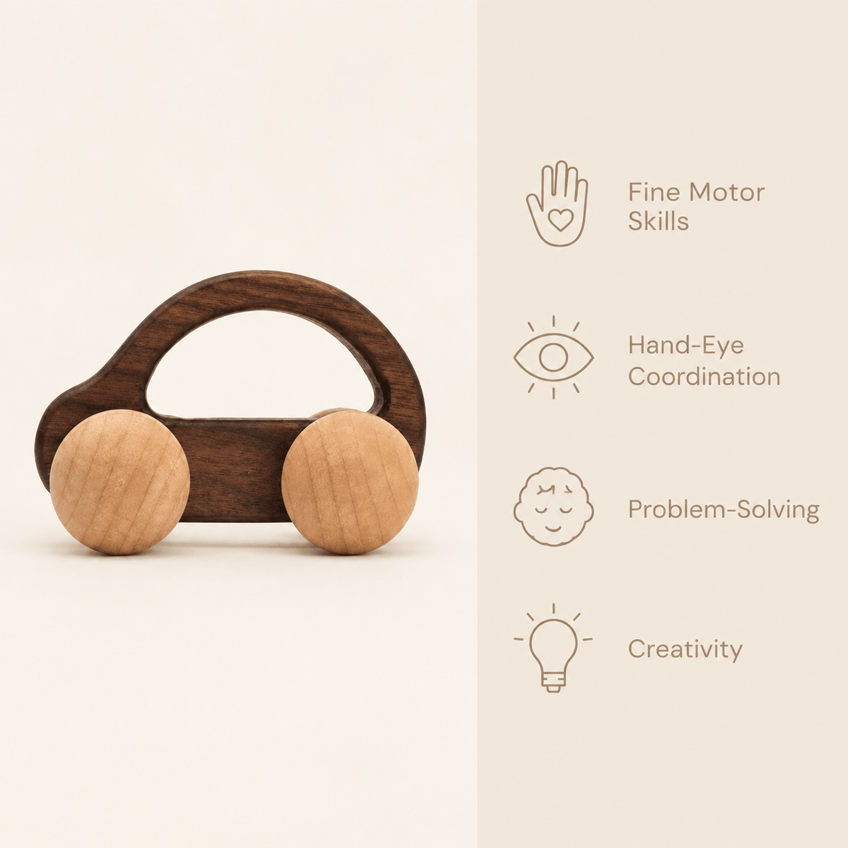 Wooden Push Car with Handle – Montessori Toy for Toddlers