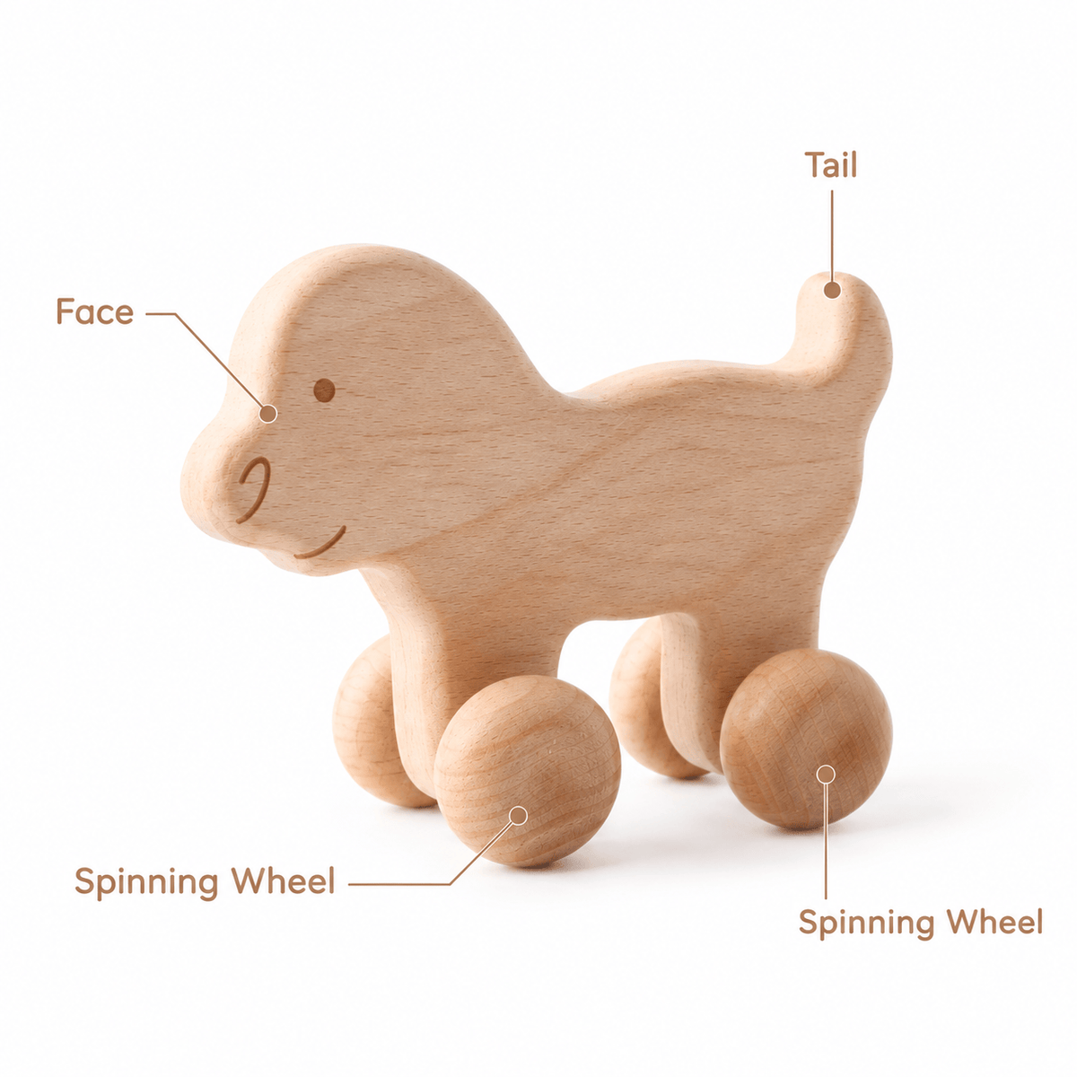 Wooden Push Dog Toy on Wheels for Toddlers – Montessori