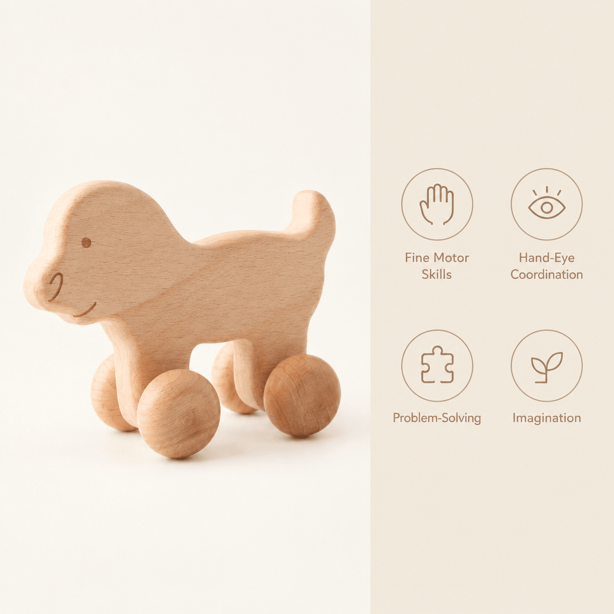 Wooden Push Dog Toy on Wheels for Toddlers – Montessori