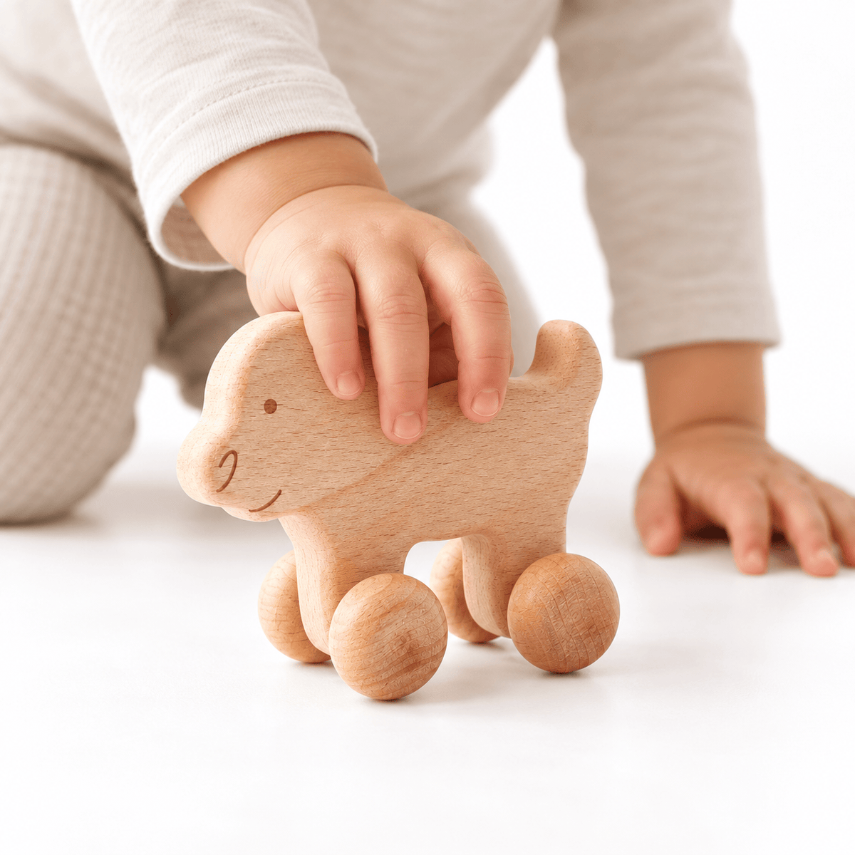 Wooden Push Dog Toy on Wheels for Toddlers – Montessori