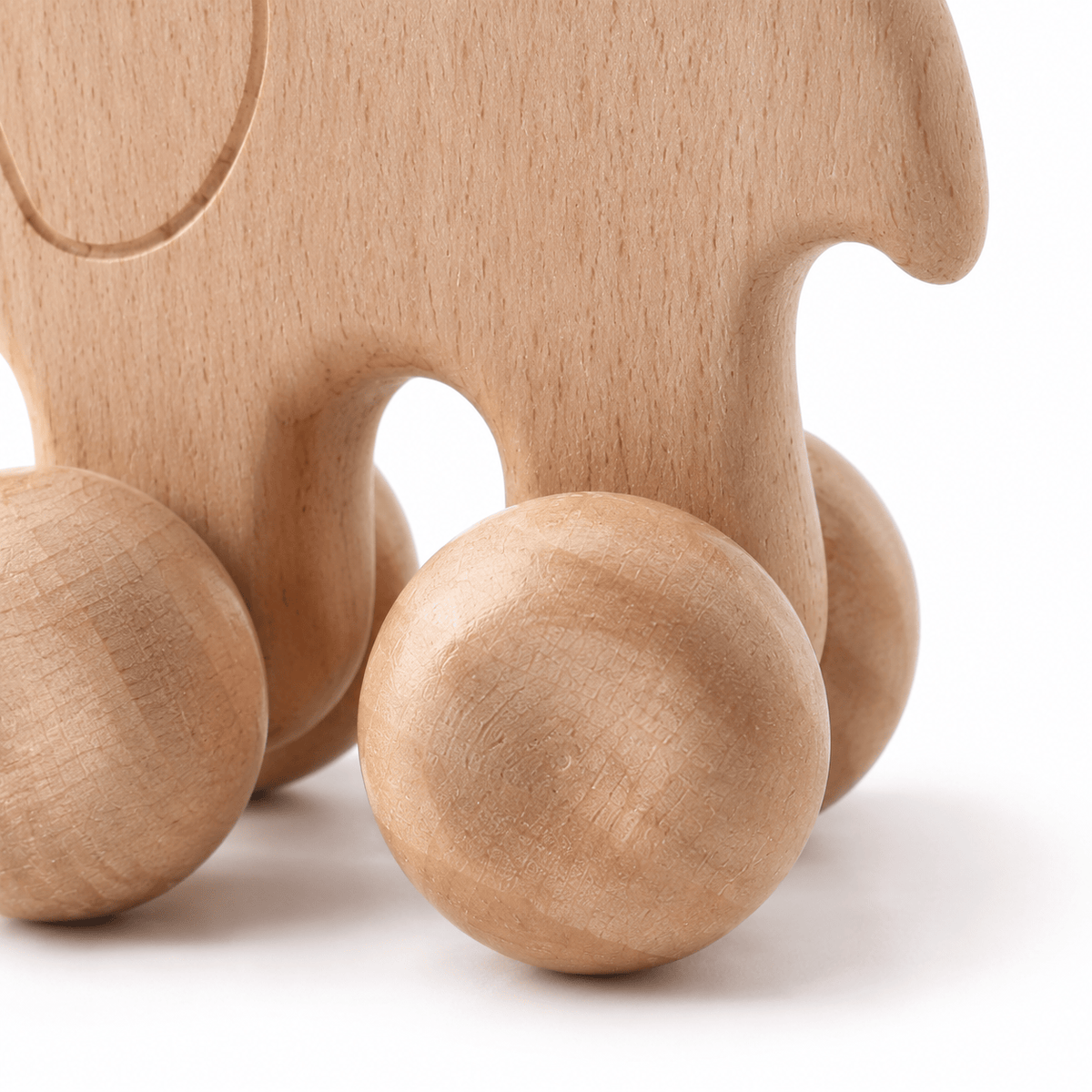 Wooden Push Elephant Toy for Babies – Montessori Rolling Toy