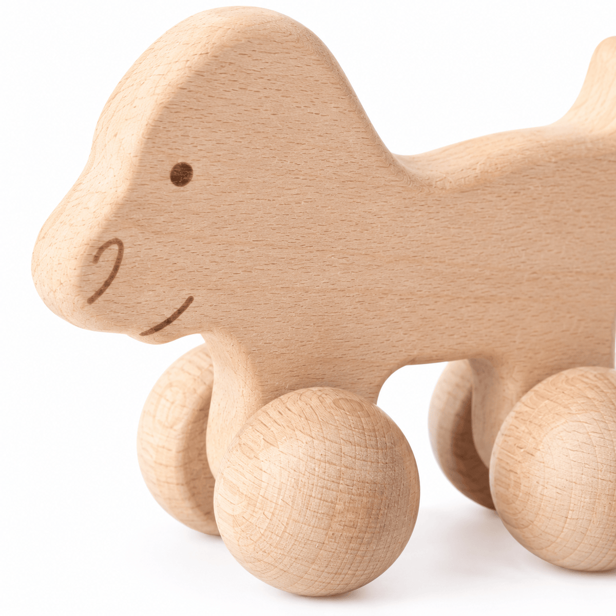 Wooden Push Toy Dog on Wheels | Montessori Toy for Toddlers