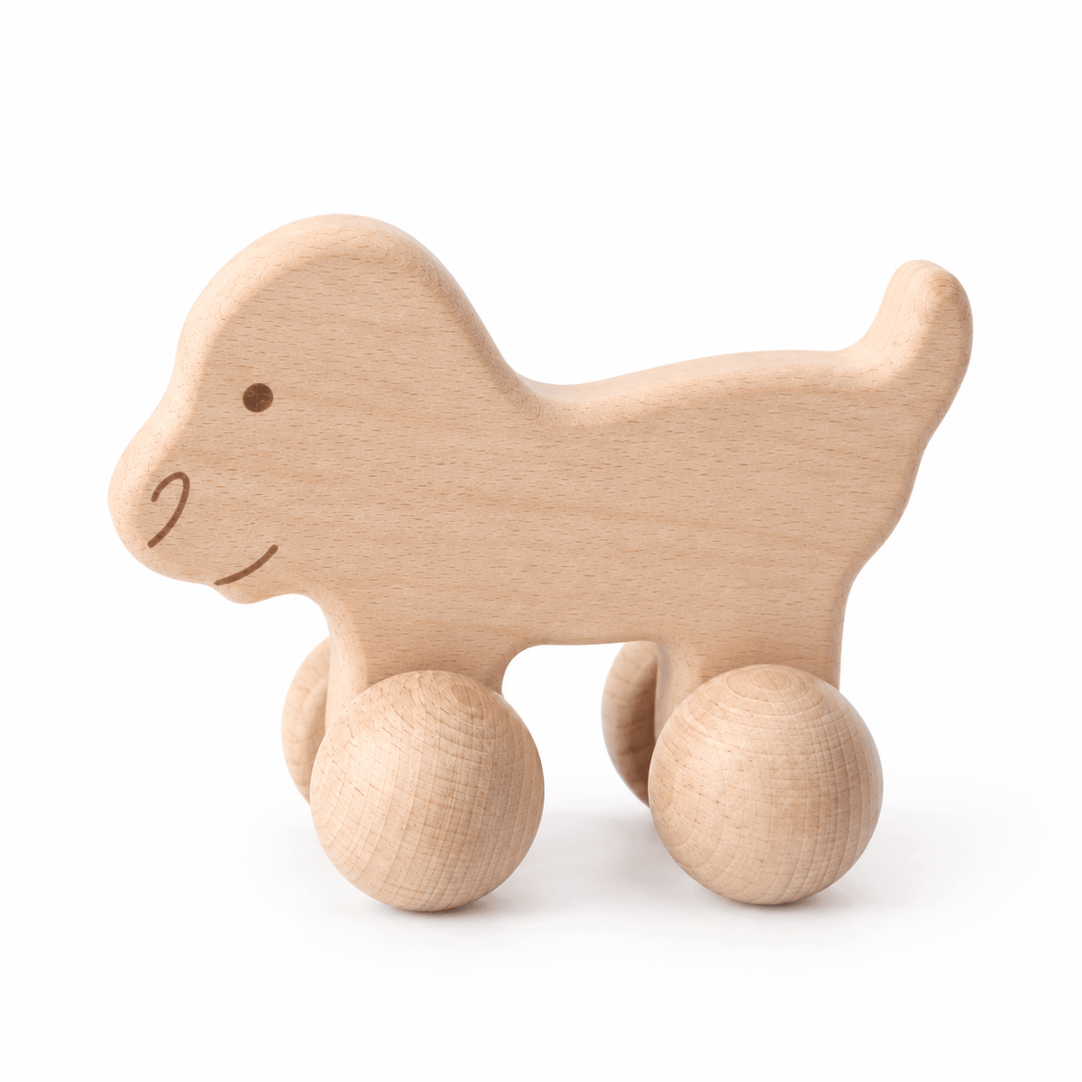 Wooden Push Toy Dog on Wheels | Montessori Toy for Toddlers