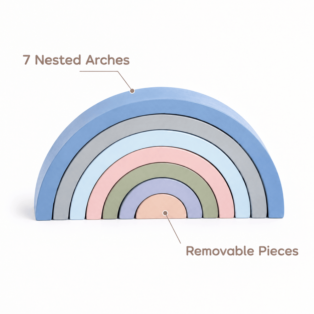 Wooden Rainbow Stacker Toy for Toddlers - Montessori Stacking