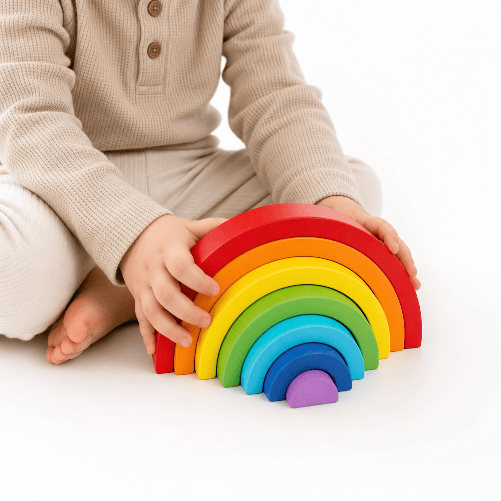 Wooden Rainbow Stacker Toy for Toddlers – Montessori Toy