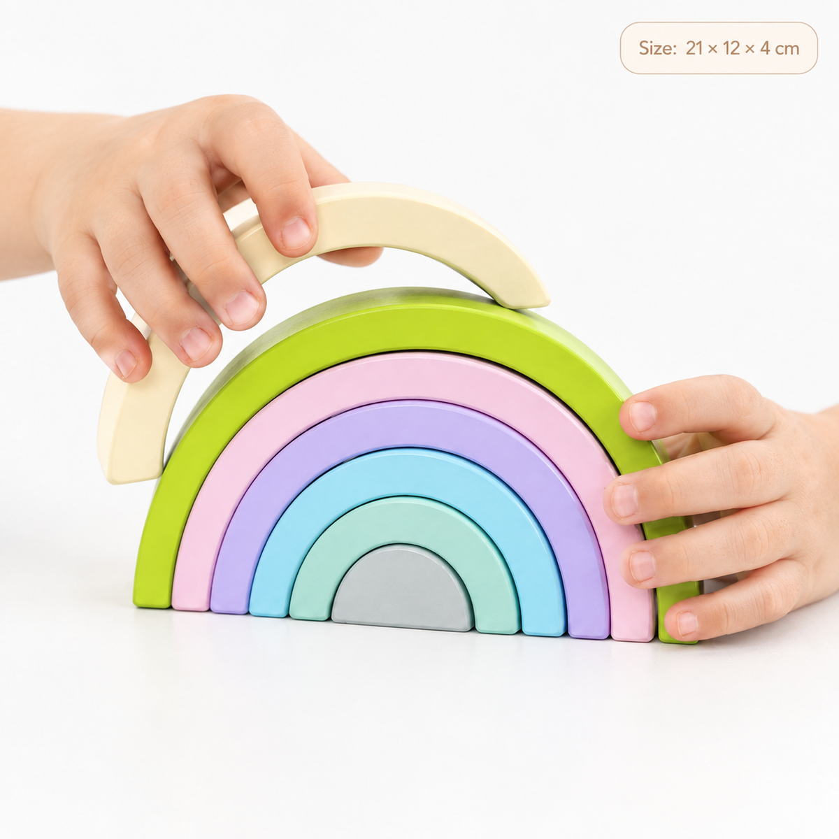 Wooden Rainbow Stacker Toy – Montessori Nesting Arches for Toddlers