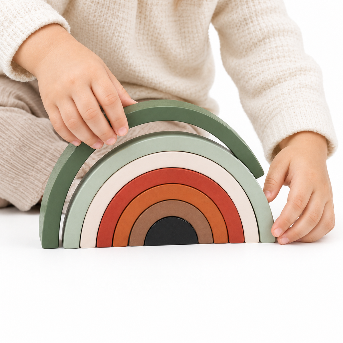 Wooden Rainbow Stacker Toy | Montessori Open-Ended Play for Toddlers
