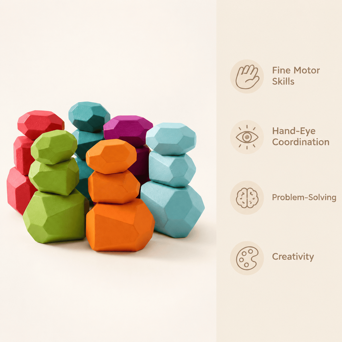 Wooden Stacking Stones – Montessori Balance Toy for Toddlers