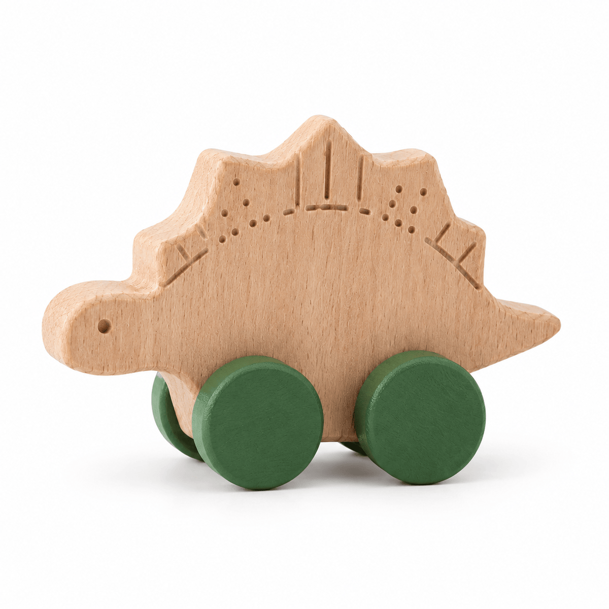 Wooden Stegosaurus Push Toy – Montessori Dinosaur Toy for Toddlers