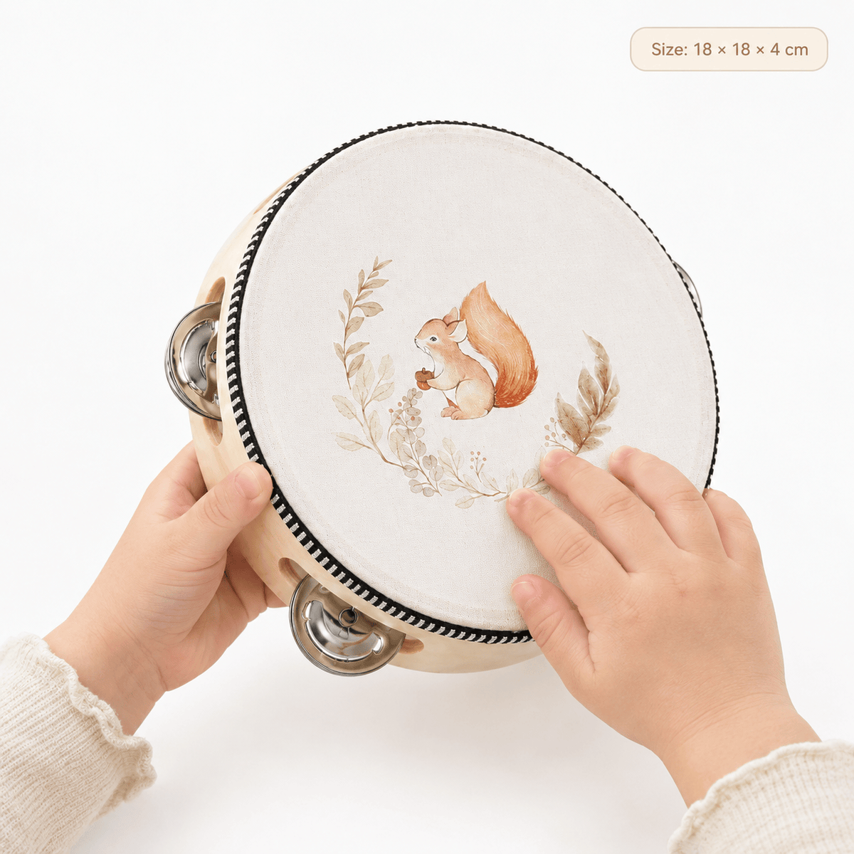 Wooden Tambourine with Drumsticks for Toddlers | Montessori Toy