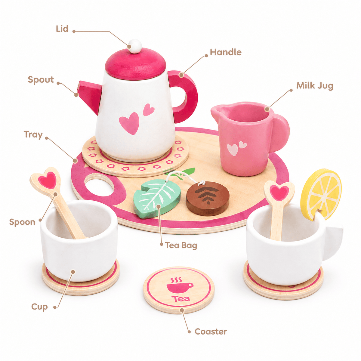Wooden Tea Set for Kids – Montessori Role Play & Fine Motor Toy
