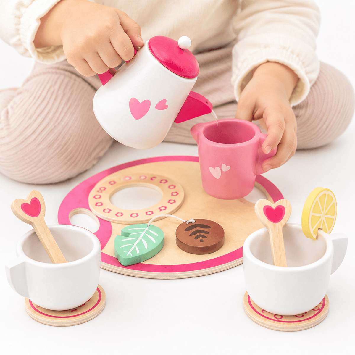 Wooden Tea Set for Kids – Montessori Role Play & Fine Motor Toy