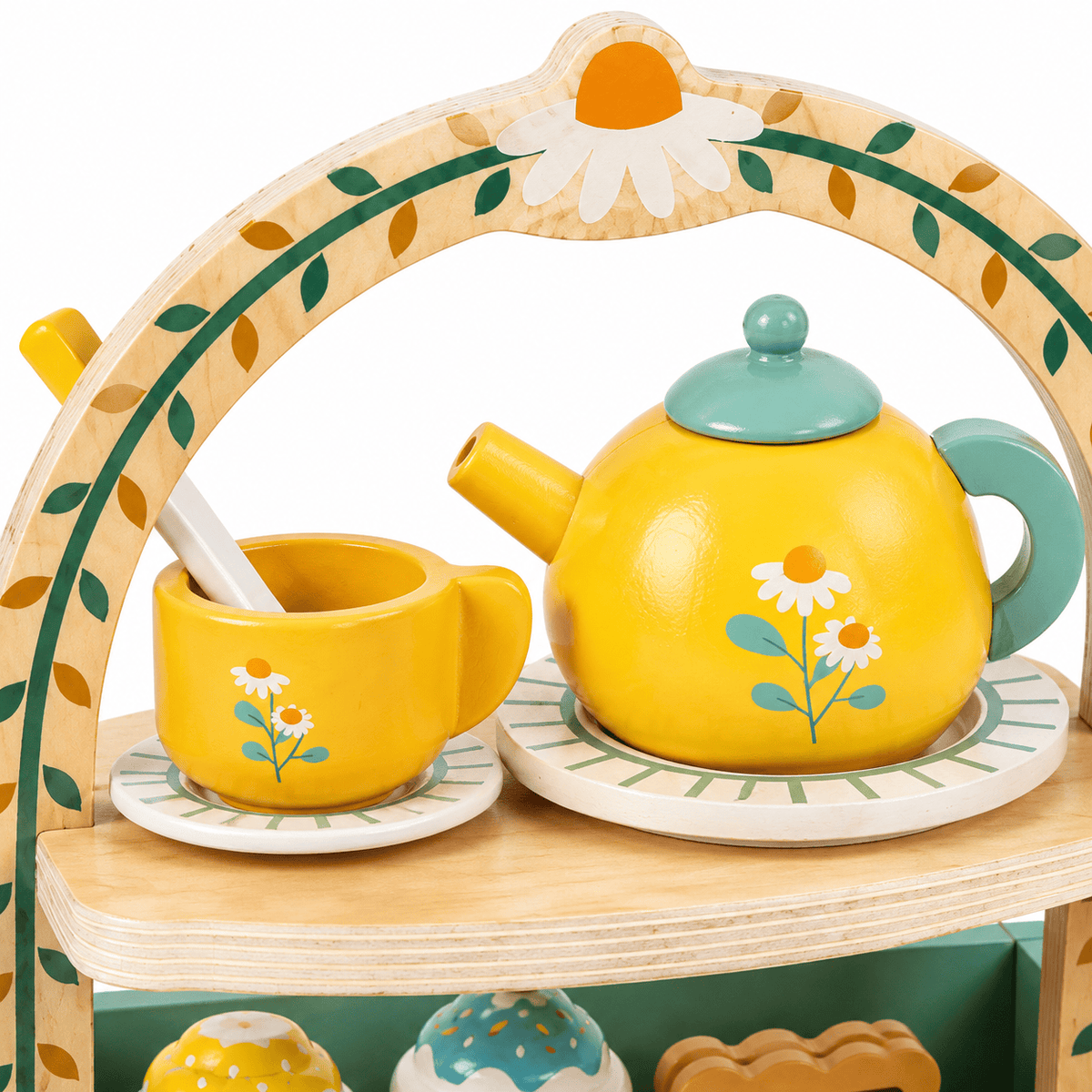 Wooden Tea Set with Stand for Pretend Play | Montessori Toy