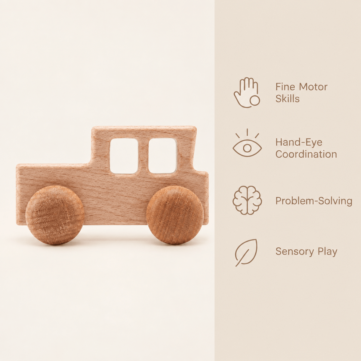 Wooden Toy Car for Toddlers | Montessori Imaginative Play Vehicle