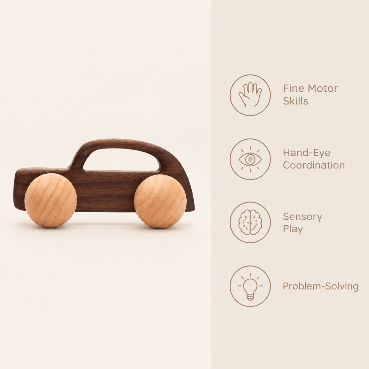 Wooden Toy Car | Montessori Push Toy for Toddlers | Natural Play