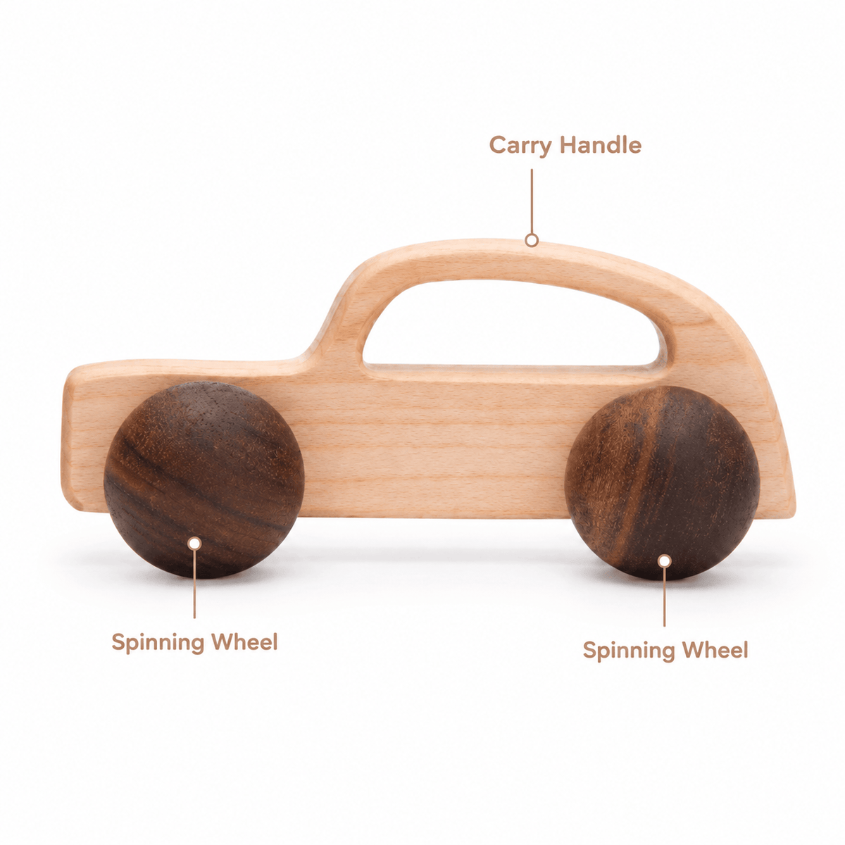 Wooden Toy Car with Handle for Toddlers | Montessori Push Toy