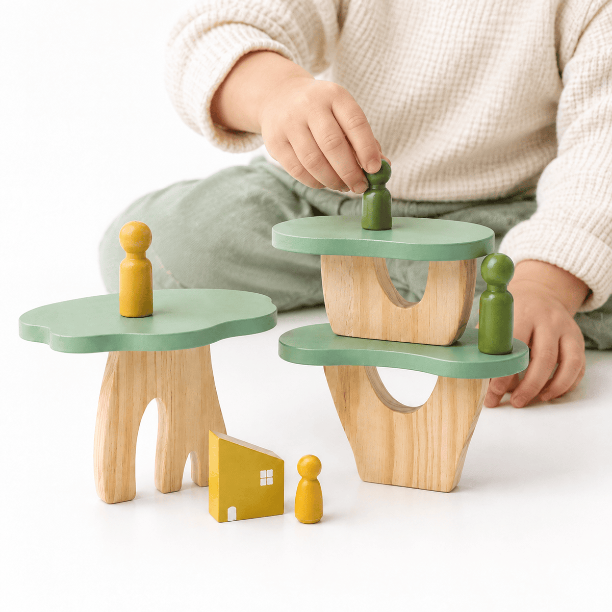 Wooden Tree House Playset for Toddlers – Montessori Open Play Set