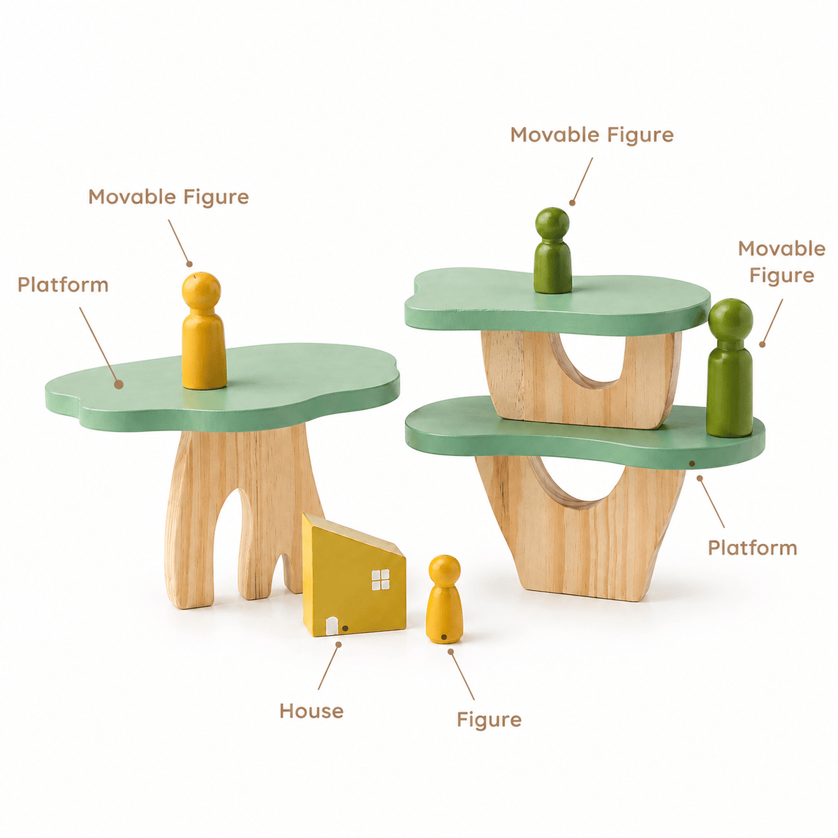 Wooden Tree House Playset for Toddlers – Montessori Open Play Set