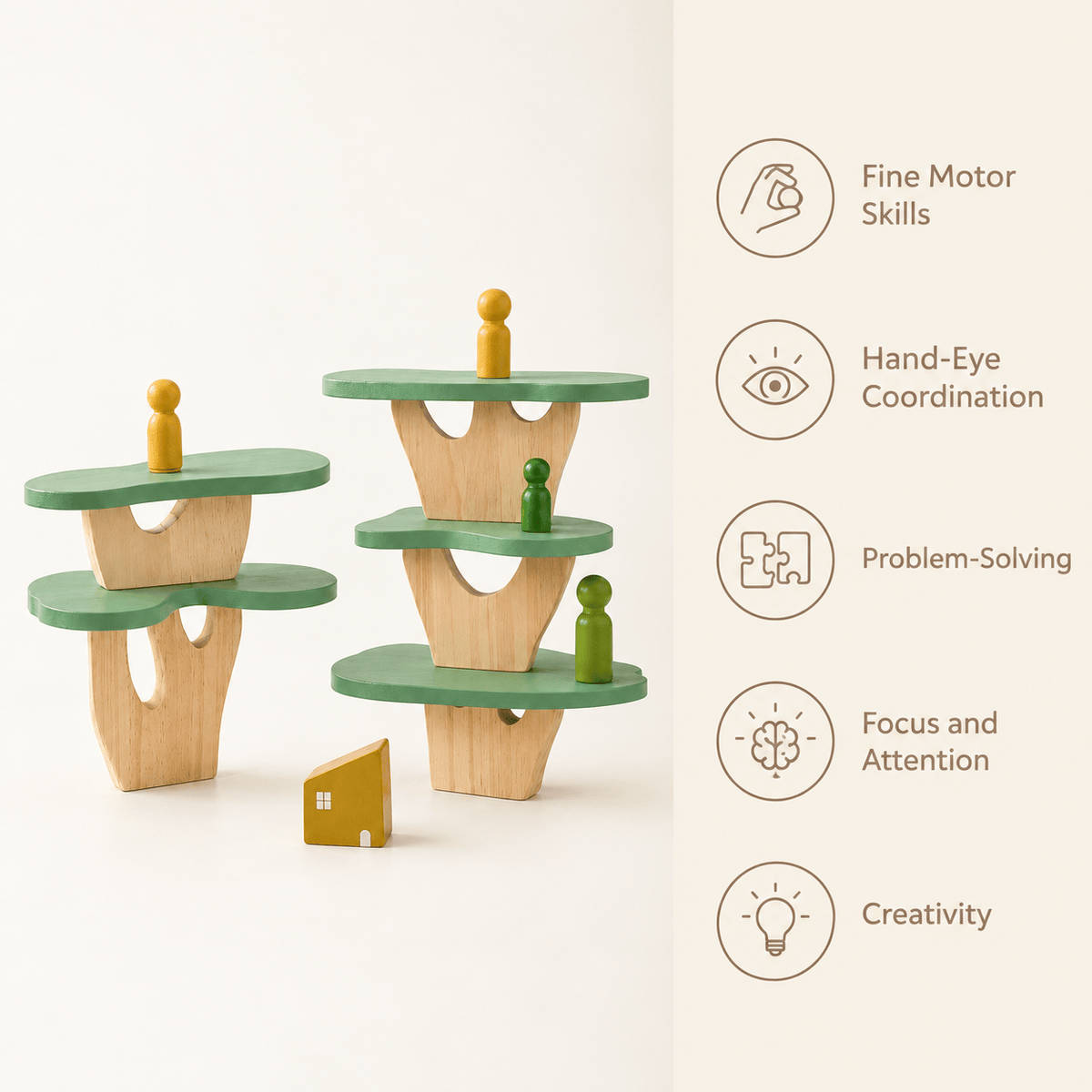 Wooden Tree House Toy – Montessori Stacking Play Set for Kids