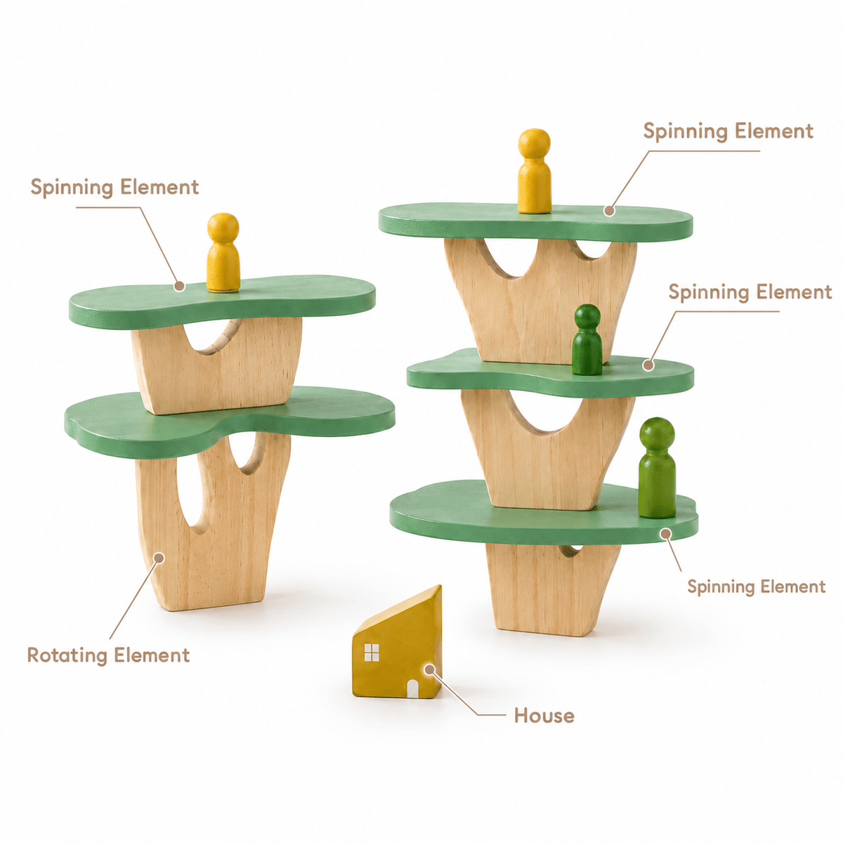 Wooden Tree House Toy – Montessori Stacking Play Set for Kids