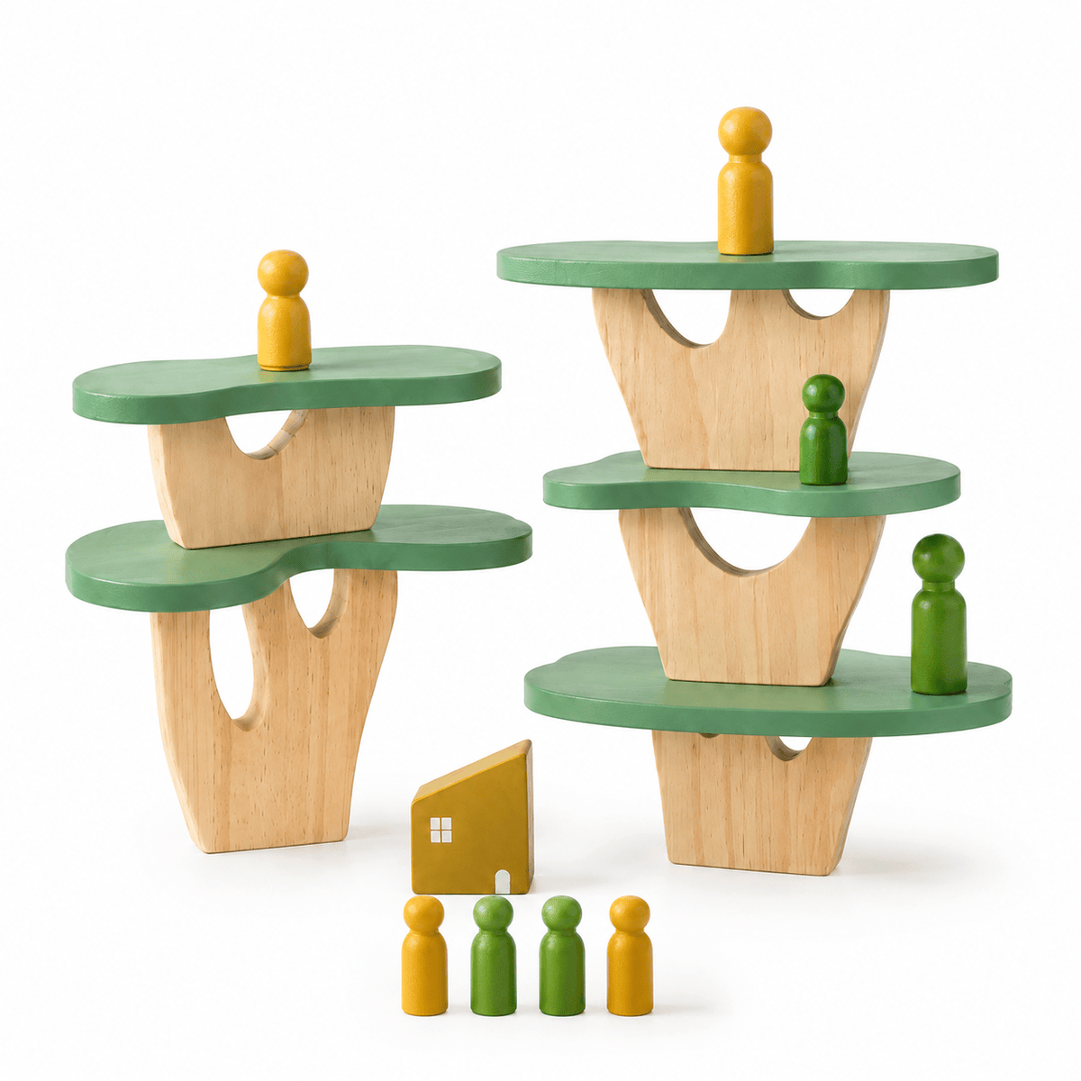Wooden Tree House Toy – Montessori Stacking Play Set for Kids