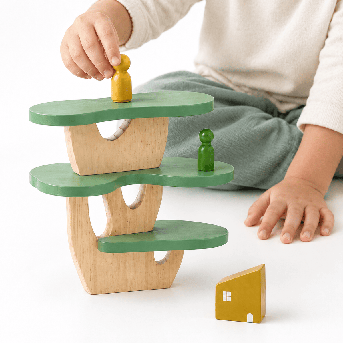 Wooden Tree House Toy – Montessori Stacking Play Set for Kids