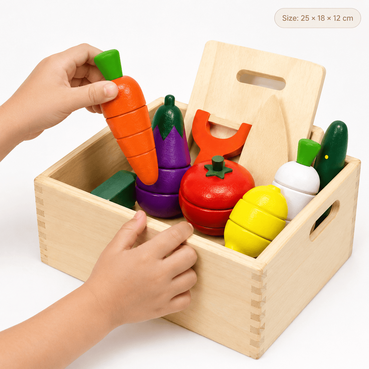 Wooden Vegetable Cutting Toy Set for Kids | Montessori Kitchen Play
