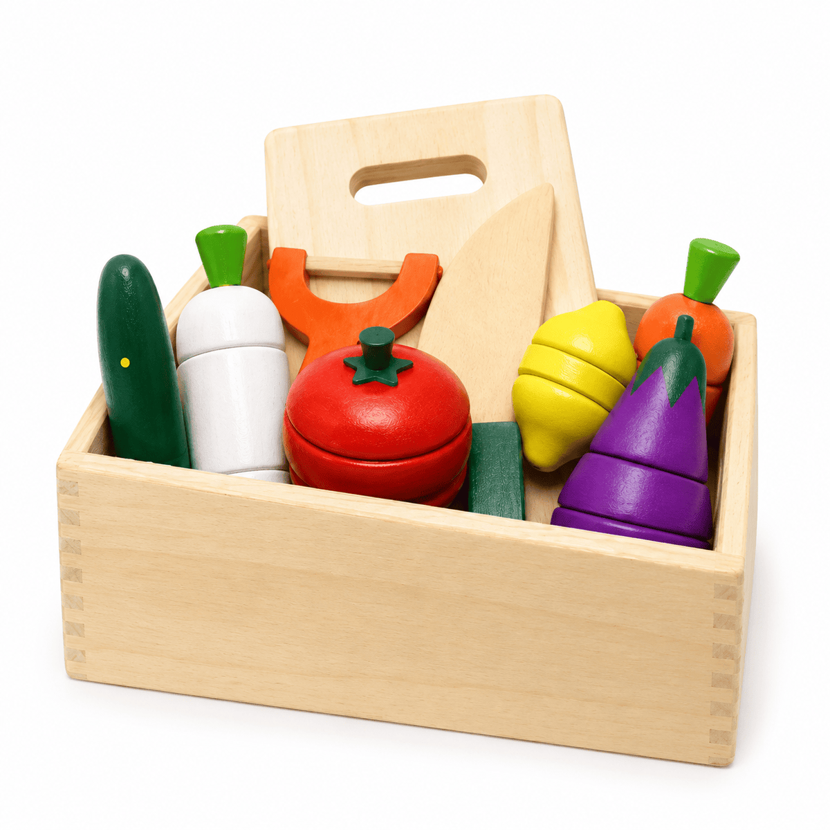 Wooden Vegetable Cutting Toy Set for Kids | Montessori Kitchen Play