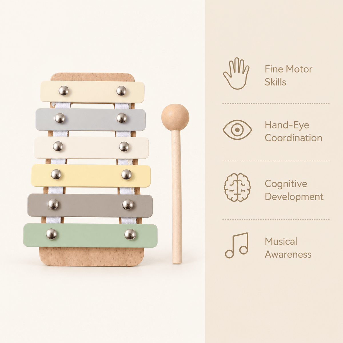 Wooden Xylophone and Drum Set for Toddlers | Musical Montessori Toy